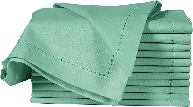 Cotton Cloth Napkins Set of 12, 18x18 Cotton Napkin Cloth Washable, Soft, Reusable Napkins for Wedding, Parties, Christmas, Thanksgiving, Everyday Use (Aqua) - ALPHA Living HOME