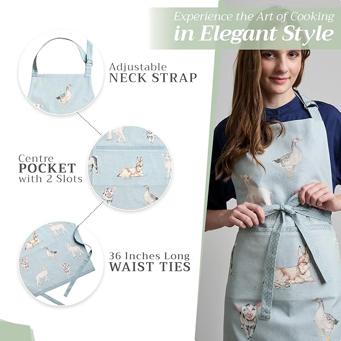 Maison d' Hermine 100% Cotton Apron for women with Pocket Kitchen Chef Apron for Men Cooking Mothers Day Gifts