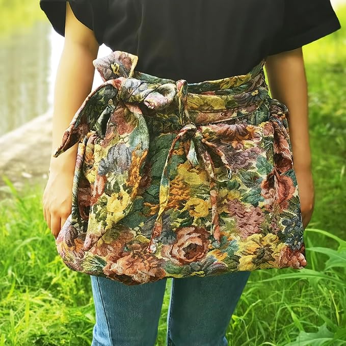 Garden Apron for Woman, Serve Apron Cute, Flora Half Apron with 8 Pockets, Valentines Gift for Mom Wife Girlfriend