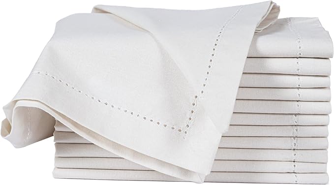 Cotton Cloth Napkins Set of 12, 18x18 Cotton Napkin Cloth Washable, Soft, Reusable Napkins for Wedding, Parties, Christmas, Thanksgiving, Everyday Use (Off White) - ALPHA Living HOME