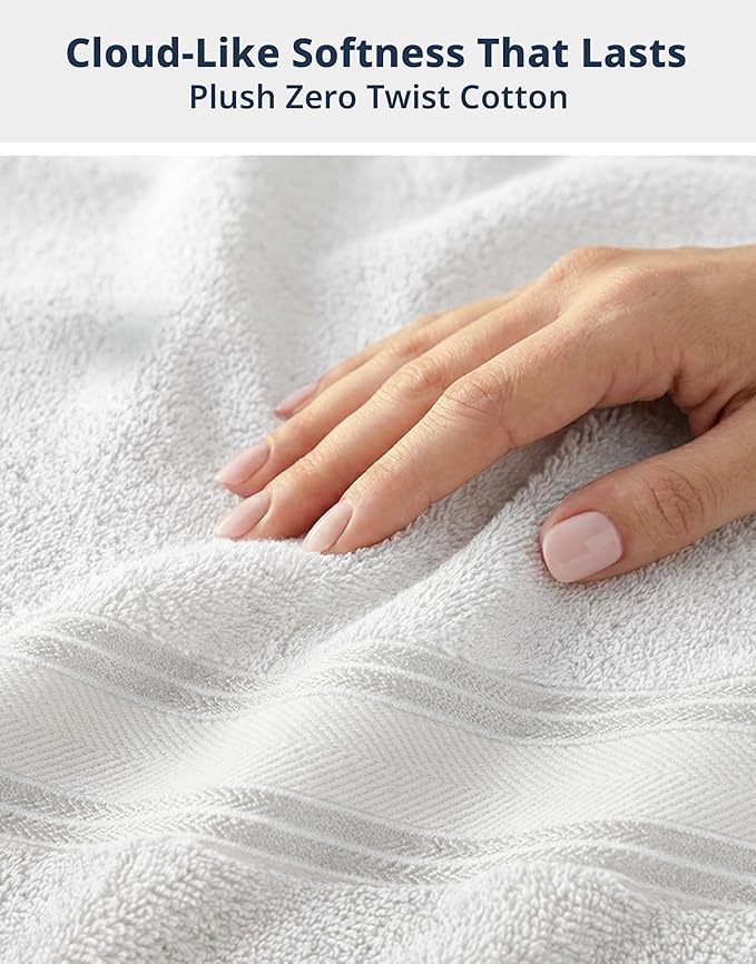 LANE LINEN 100% Cotton 4 Pack Bath Towels (28"x54") - Zero Twist, Cotton - Large Towels for Bathroom - Quick Drying, Highly Soft & Absorbent Shower Towel Set - Hotel & Spa Quality - White Towel Set