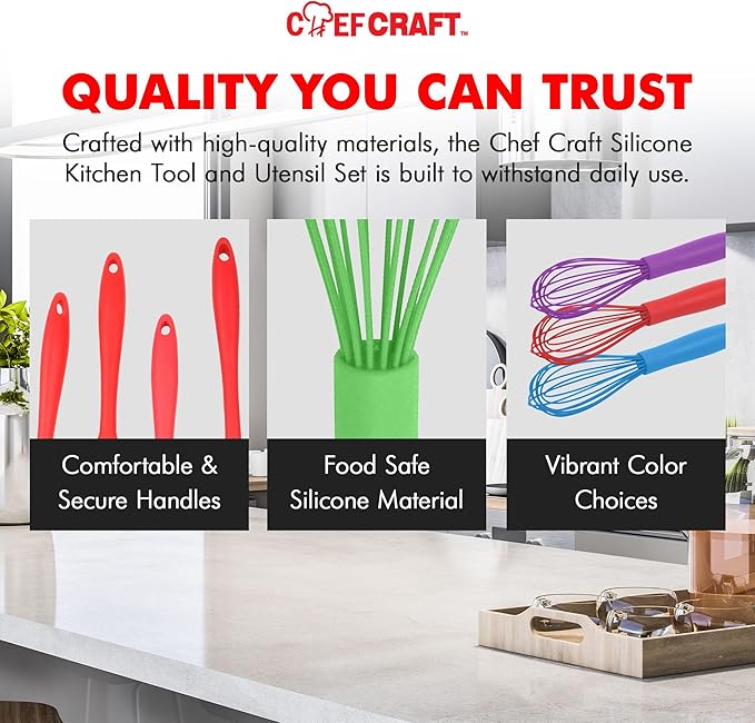Chef Craft Premium Silicone Wire Cooking Whisk, 10.5 inch, Green
