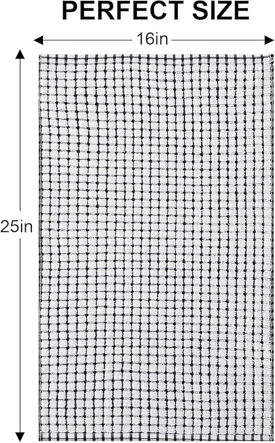 Kitinjoy Cotton 8 Pack Terry Kitchen Towels, 16 x 25 Inches Super Soft and Absorbent Dish Towels, Quick Drying Hand Towels for Kitchen Drying, Black