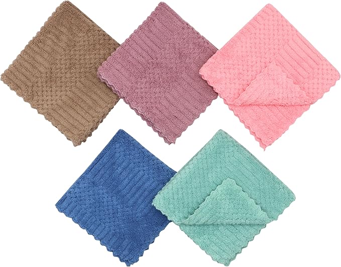 Microfiber Cleaning Cloth Lint Free Cleaning Rags, 10 Pack Fast Drying Dish Rags for Cleaning, Super Absorbent Kitchen Dish Cloths for Wash Dishes,12 in x 12 in, Mix Color
