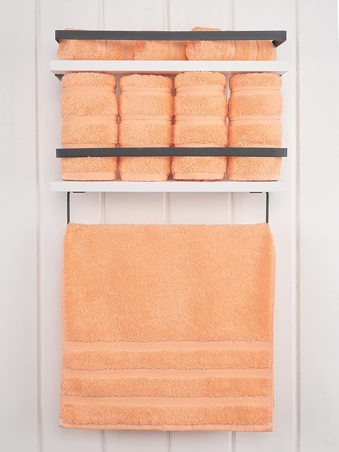 American Soft Linen Luxury Hand Towels for Bathroom, 600 GSM Heawy Weight 16x28 Size 100% Cotton Turkish 4 Piece Hand Face Towel Set, Peach Hand Towels