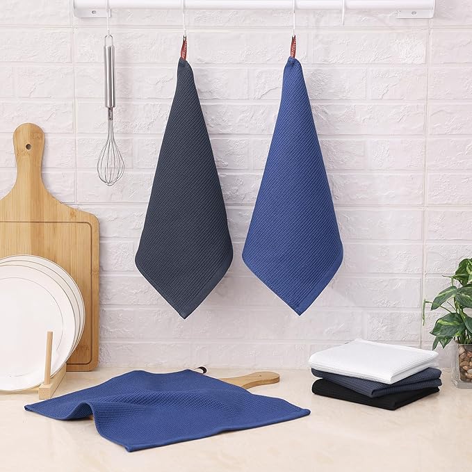 Homaxy 100% Cotton Waffle Weave Kitchen Towels - 12 Pack Soft and Absorbent Dish Towels - 16 x 26 Inches Quick Dry Hand Towels - Multiple Colour