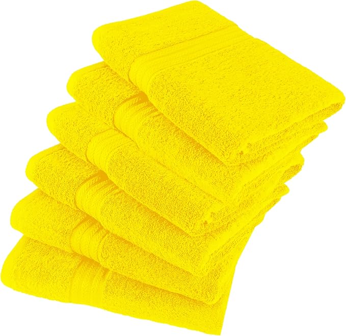 HERCULEAN Large Bath Towels 24 x 50 Pack of 6 | Quick Dry and Highly Absorbent | 100% Cotton Terry Towels for Bathroom - Perfect for Shower - Pool and Spa - Luxury Soft Towels - Lemon Yellow