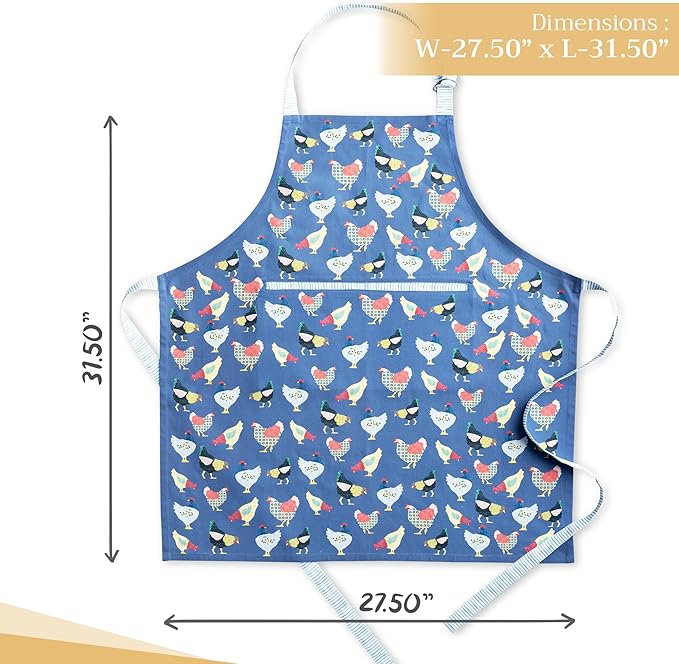 Maison d' Hermine 100% Cotton Apron for women with Pocket Kitchen Chef Apron for Men Cooking Mothers Day Gifts