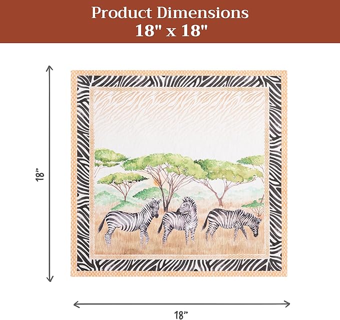 Maison d' Hermine Cloth Napkins Set of 4 100% Cotton Everyday Reusable Square Napkins Cloth Washable Dinner Party Wedding Restaurant Gifts for Mothers Day Spring/Summer (Zebra Life, 18" x 18")