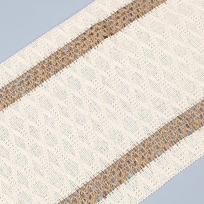 Niviy Boho Table Runner 108 Inches Long Easter Spring Farmhouse Macrame Table Runner Cotton Linen Woven Table Runners for Summer Dining Table Home Decor, Beige & Brown