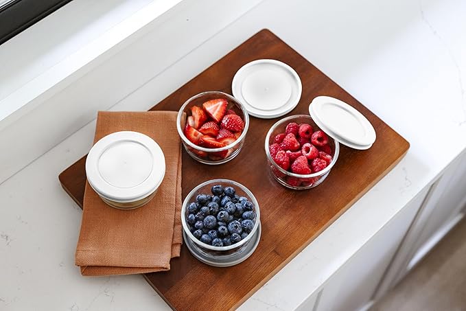 DURA LIVING 16-Piece Glass Food Storage Containers Set (8 Containers + 8 BPA-Free Lids) | 7-Ounce, Leakproof | Microwave, Freezer, Oven & Dishwasher Safe | Ideal for Meal Prep & Pantry Organization