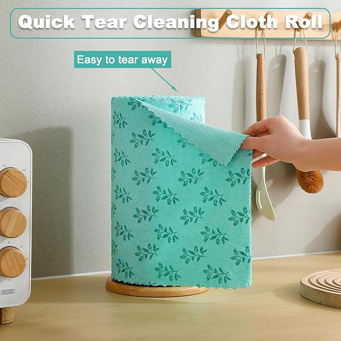 Microfiber Cleaning Cloth Roll,80 Pack Cleaning Towels,Lint Free Rags Paper Towels & Tear Away Reusable Towels,Washable Shop Rags Floral Wipe Cloth,Wash Cloths Dish Rags for Car Kitchen Window