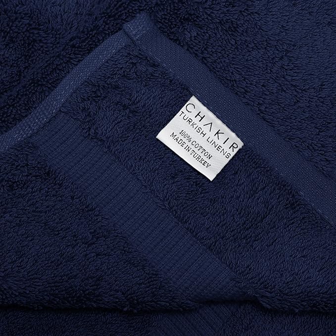 Chakir Turkish Linens 100% Cotton Premium Turkish Towels for Bathroom | 30'' x 60'' Large Bath Towels (4 Piece, Navy)