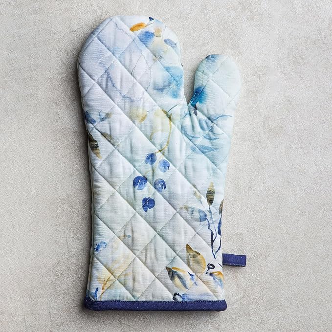 Maison d'Hermine Oven Gloves 100% Cotton Oven Mitt 7" x 13" with Loop Heat Resistant BBQ Cooking Gloves Baking Grilling Gifts for Mothers Day Spring/Summer (Pack of 1, Lazy Summer Days)
