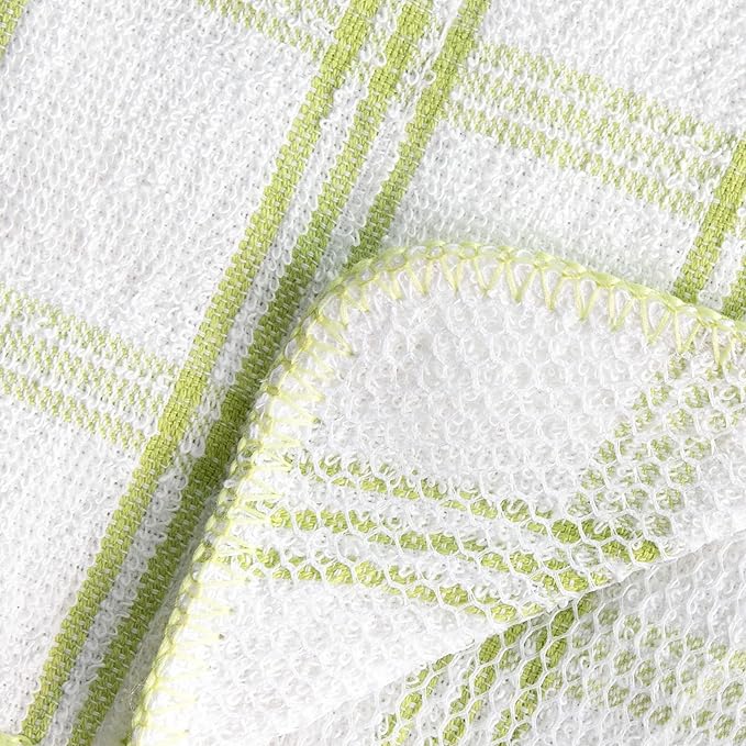 Ritz 100% Cotton 12-inch x 12-inch Kitchen Dish Towel, Gentle Cleaning Wash Cloth with Poly Scour Side, 5-Pack, Blue/Green