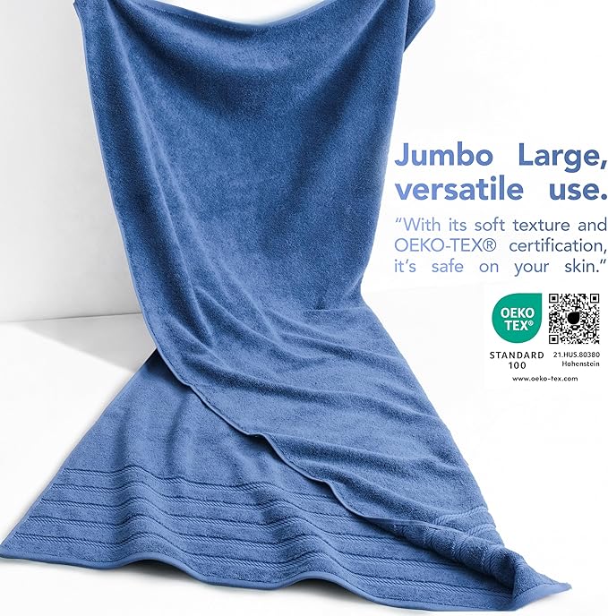 American Soft Linen 35x70 Jumbo Large Bath Towel, 600 GSM 100% Cotton Turkish Bath Sheet, Oversized Luxury Bath Towel for Bathroom Beach and Pool, Electric Blue