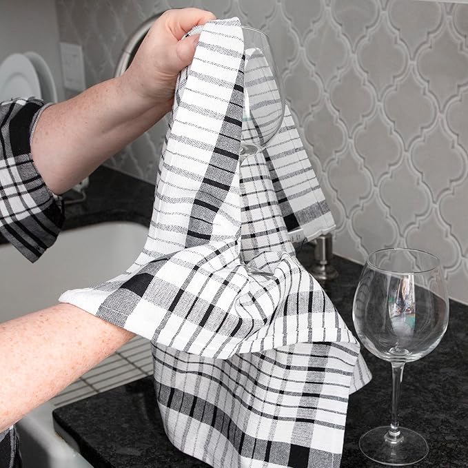 Ritz Wonder Towels, 30" x 20", 100% Cotton Kitchen Towels, Highly Absorbent, Large Size, Finely Woven, Lint Free, Streak Free Cleaning, Easy Care Towel Set, 2-Pack, Black