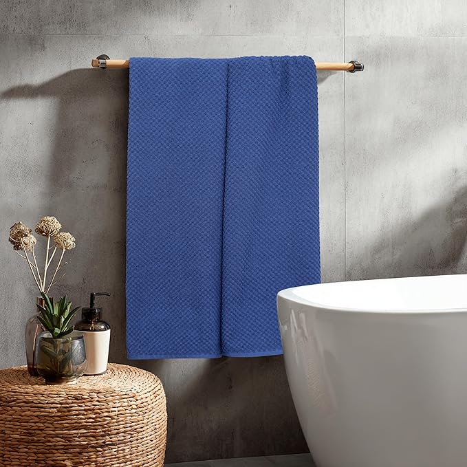 COTTON CRAFT Waffle Bath Sheets - Set of 2 Luxury Euro Spa Waffle Weave Bath Sheet Towels - 100% Ringspun Cotton Bath Sheet - Absorbent Quick Dry Bath Towel Sheet - Oversized 35 x 70 inches - Blue