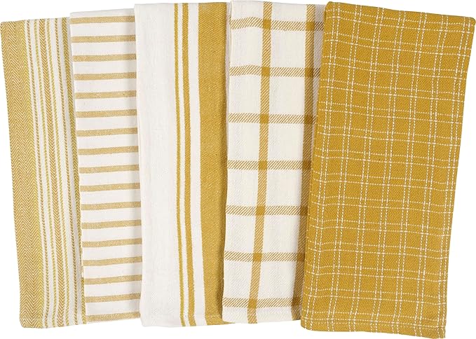 KAF Home Assorted Flat Kitchen Towels - Set of 10, 18 x 28 Inch (Honey)