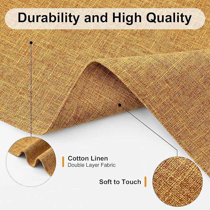 Homaxy Cloths Placemats for Dining Table Set of 8, Heat Resistant Washable Cotton Linen Blend Table Mats, Easy to Clean Place Mats for Indoor Outdoor Party Kitchen Decoration, 13" x 19", Amber