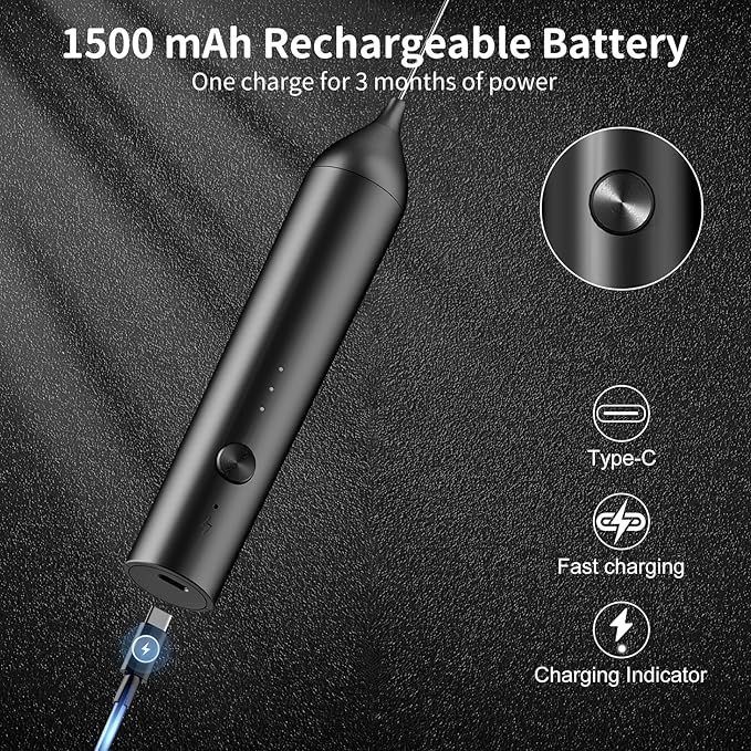 Milk Frother Handheld Rechargeable, Hand Frother with Stand, Drink Mixer Frother Wand Electric Whisk Stirrer for Coffee, Latte, Matcha, Cappuccino, Hot Chocolate, Kitchen Gifts - Black