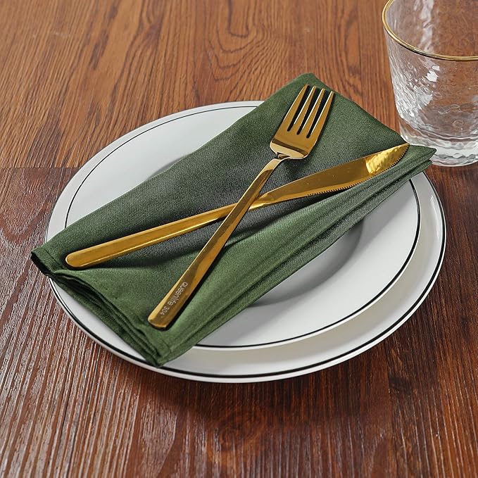 Cloth Napkins 20x20 inch Washable Polyester Dinner Napkins Soft Table Napkins for Wedding Party Dining Banquet(Willow,12PCS)