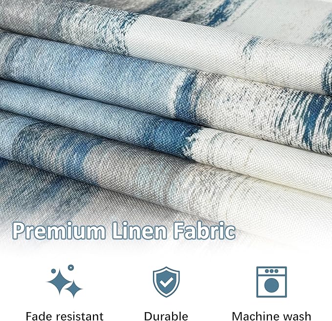 White and Gray Table Runner and Placemats Set of 6 Farmhouse Washable Linen Place Mats Rustic Abstract Art Table Decor for Kitchen Dining Coffee Outdoor Party (White and Gray, 13"x71"+12"x18")