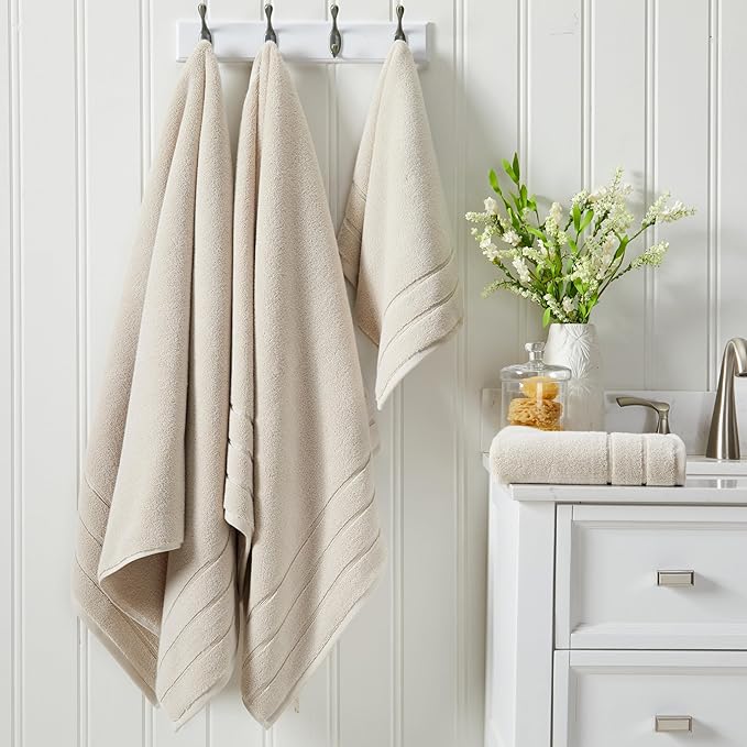 Springtree Home Luxury Turkish Cotton Bath Towels | 100% Turkish Cotton | Premium Bath Towels | Ultra Soft Thick Plush & Highly Absorbent | Luxury Hotel & Spa Quality Bathroom Towels | Sand