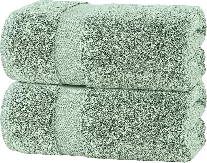White Classic Luxury Soft Bath Sheet Towels - 650 GSM Cotton Luxury Towels Extra Large 35x70 | Highly Absorbent and Quick Dry | Hotel Quality, Green, 2 Pack