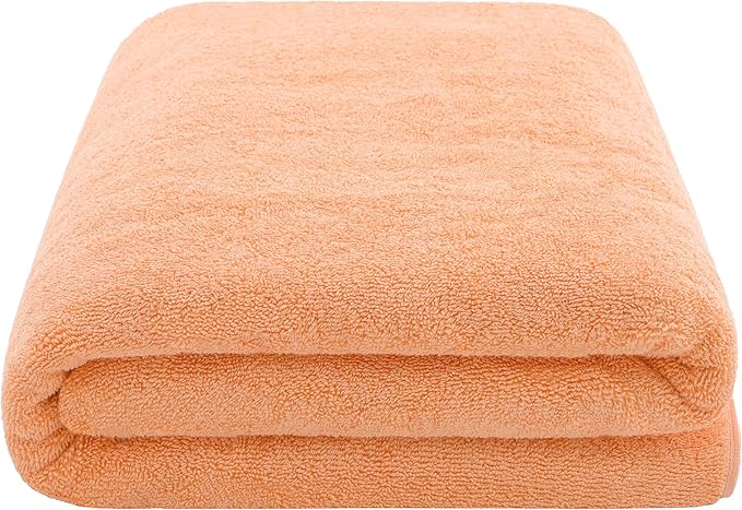 American Soft Linen 100% Cotton 600 GSM Turkish 40x80 Oversized Bath Towel Sheet, Extra Large Adult Towels for Bathroom, Malibu Peach Bath Sheet
