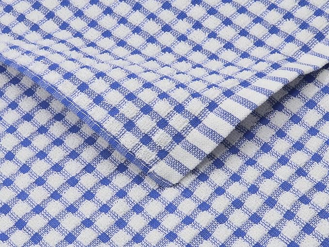 Cotton Cleaning Rags Terry Dish Cloths for Washing Dishes, Set of 8 Dish Rags for Cleaning, Light and Soft Dish Towels for Kitchen Drying Dishes, 11.8 Inch x 11.8 Inch (Blue)