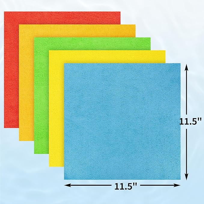 Microfiber Cleaning Cloth, 100 Pack Cleaning Rags Microfiber Towel Bulk Absorbent Lint-Free Wash Cloths, All-Purpose Towels for Cars, Shop, Automotive, Garage, Home and Kitchen 11.5"*11.5"