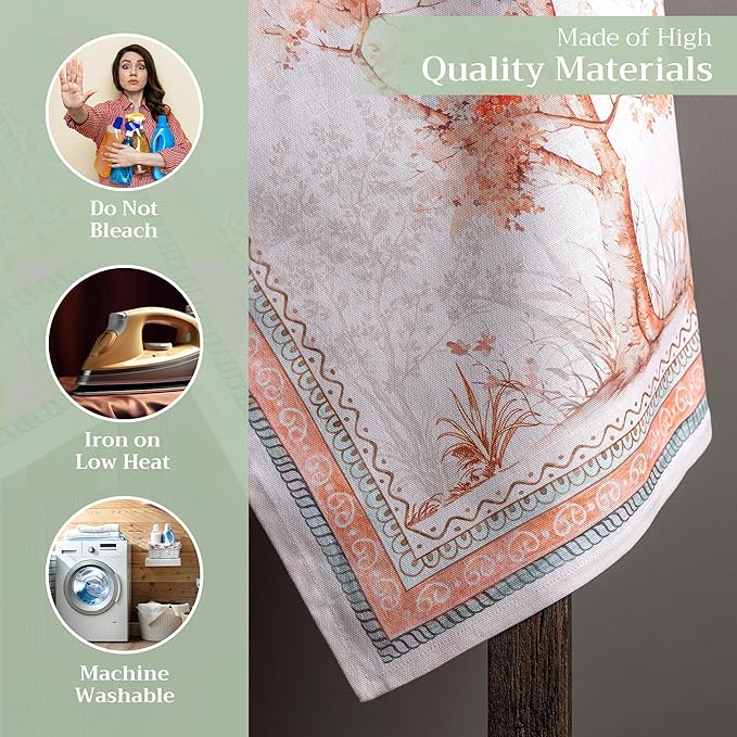 Maison d' Hermine Kitchen Towels Set of 3 100% Cotton 20" x 27.5" Reusable Cloth Tea Dish Towels Absorbent with Hanging Loop for Kitchen Dining Thanksgiving Christmas Decorations (Giving Thanks)