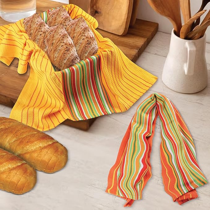 Urban Villa Kitchen Towels 100% Cotton Dish Towels for Kitchen(Set of 8)20”x30” Dish Cloths Highly Absorbent Kitchen Linen Set with Hanging Loop Perfect for Drying Dishes Cleaning Towels -Multi Color