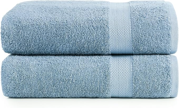 LANE LINEN 100% Ring Spun Cotton Bath Sheets (35''x66) - 2 PCs - Pre Shrunk, Fast Drying, Thick & Absorbent Extra Large Bathroom Towel Sets - Perfect for Everyday Use Blue Bath Towels - Cerulean Blue