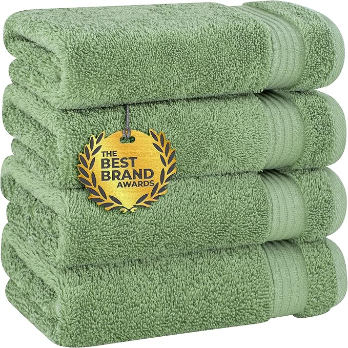 Cotton Paradise Hand Towels for Bathroom, 100% Cotton Turkish 4 Piece Hand Towel Set, Soft Absorbent Face Towels, Sage Green Hand Towels