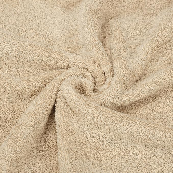 American Soft Linen Luxury 6 Piece Towel Set, 2 Bath Towels 2 Hand Towel 2 Washcloths, 600 GSM 100% Cotton Turkish Towels for Bathroom, Beige Towel Sets