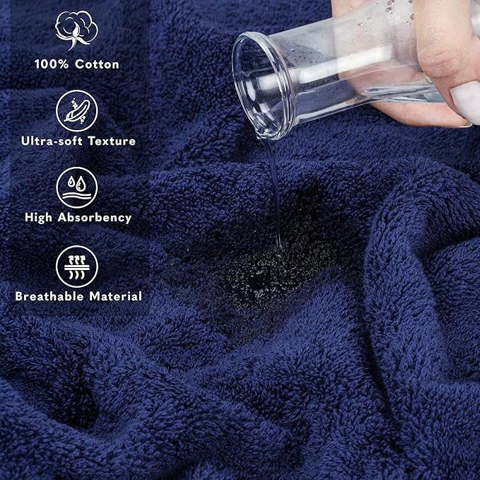 American Soft Linen 35x70 Jumbo Large Bath Towel, 600 GSM 100% Cotton Turkish Bath Sheet, Oversized Luxury Bath Towel for Bathroom Beach and Pool, Navy Blue