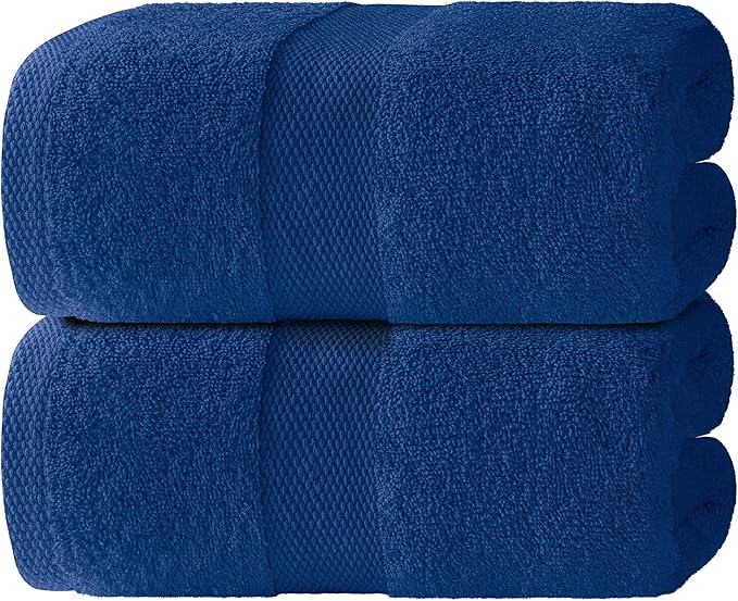 Luxury Soft Bath Sheet Towels Set - 650 GSM Cotton Luxury Bath Towels Extra Large 35x70 | Highly Absorbent and Quick Dry | Hotel Quality Extra Large Bath Towels Oversized, Navy Blue, 2 Pack