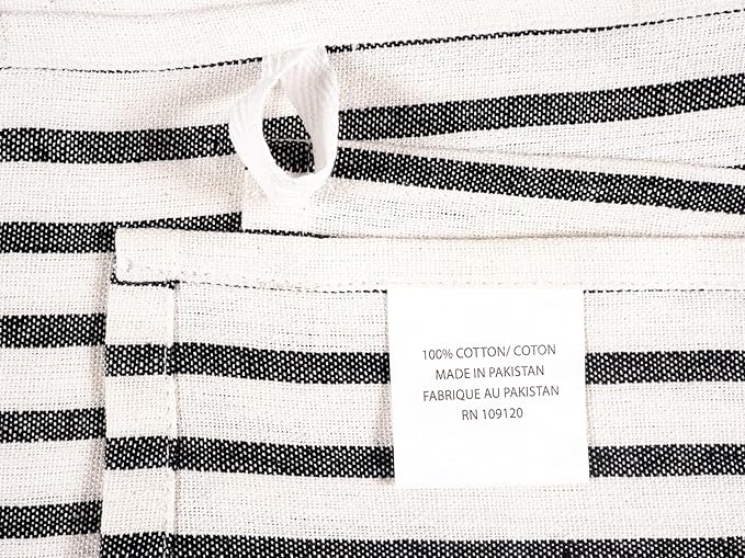 KAF Home Assorted Flat Kitchen Towels - Set of 10, 18 x 28 Inch (Black)