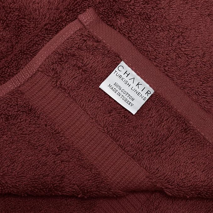 Chakir Turkish Linens 100% Cotton Premium Turkish Towels for Bathroom | 30'' x 60'' Large Bath Towels (4 Piece, Cranberry)