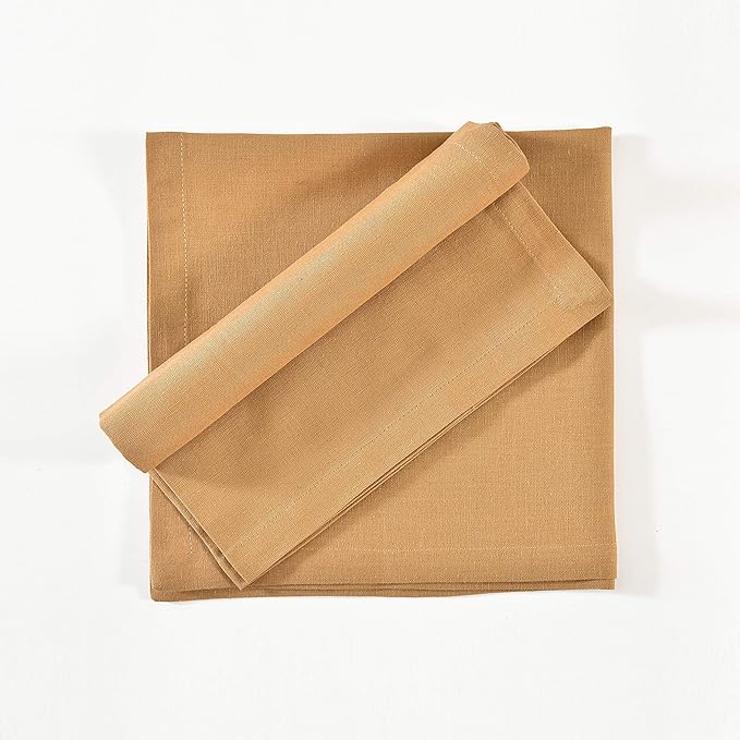 FINGERCRAFT Dinner Cloth Napkin Cotton Linen Blend 12 Pack Natural Premium Quality Mitred Corner for Every Day Use Pre Shrunk and Good Absorbency 18x18 in Easter Color Khaki Beige