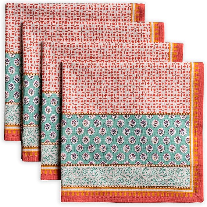Maison d' Hermine Cloth Napkins Set of 4 100% Cotton Everyday Reusable Square Napkins Cloth Washable Dinner Party Wedding Restaurant Gifts for Mothers Day Spring/Summer (Provence, 20" x 20")