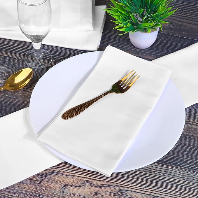 Fingercraft White Cloth Napkins Cotton High GSM Hotel Quality 20 in Oversized Set of 12 Stripe Easter Color