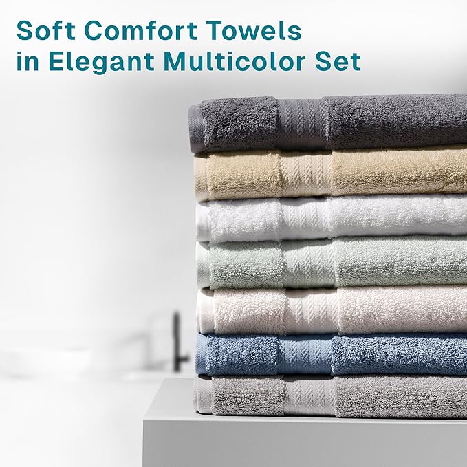 100% Organic Cotton Bath Towel Set | Bathroom Luxury Towel Set of 6 | GOTS Certified | Hotel Premium Towels | 700 GSM | 2 Bath Towel 30 x 56 | 2 Hand Towel 16 x 30 | 2 Wash Cloth 13 x 13 | Dark Blue