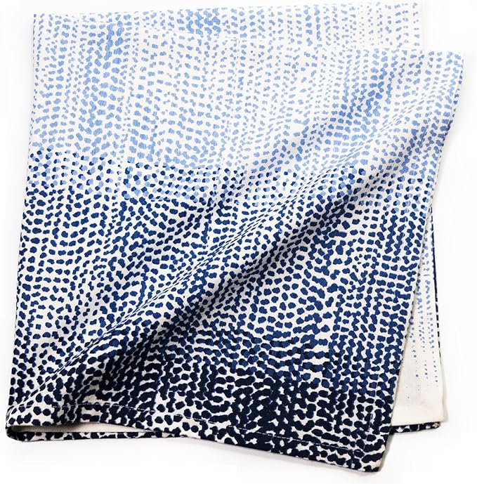 FINGERCRAFT Cloth Napkins, Set of 12 Cotton Linen Blend Printed Dinner Napkins Cloth Mitered Corner Perfect for Parties Dinners Weddings Cocktail Christmas Easter 20x20 Blue Ombre