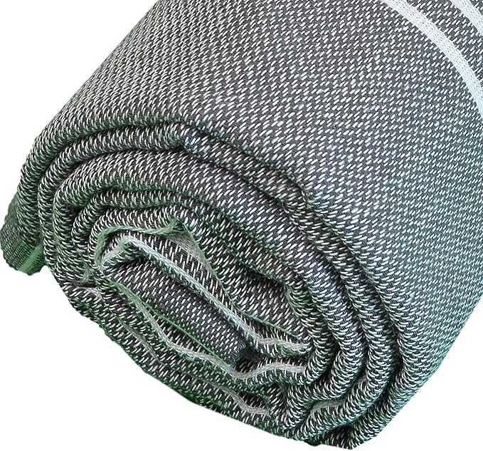 Bersuse Towels Anatolia XL Beach Blanket Throw Blanket Turkish Towel 100% Cotton Extra-Large Quick-Dry Lightweight Premium Peshtemal Towel - 61x82 Inches, Anthracite (Set of 3)