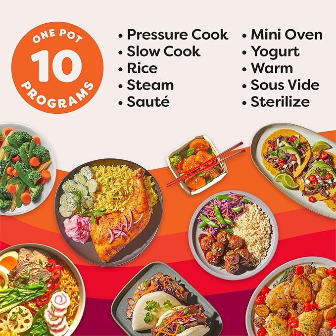 Instant Pot Pro (8 QT) 10-in-1 Pressure Cooker, Slow Cooker, Rice/Grain Cooker, Steamer, Sauté, Sous Vide, Yogurt Maker, Sterilizer, and Warmer, Includes App with Over 800 Recipes, Black