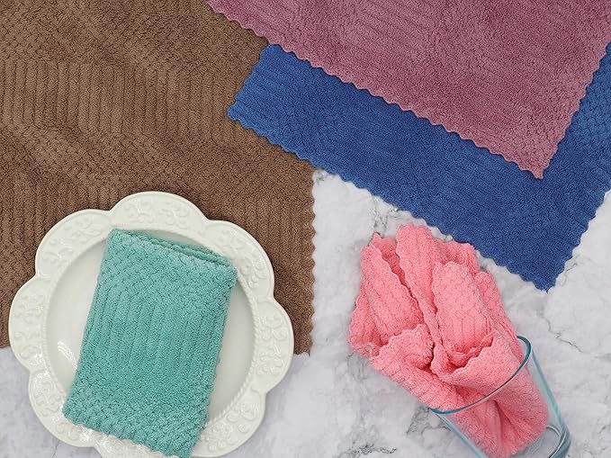 Microfiber Cleaning Cloth Lint Free Cleaning Rags, 10 Pack Fast Drying Dish Rags for Cleaning, Super Absorbent Kitchen Dish Cloths for Wash Dishes,12 in x 12 in, Mix Color