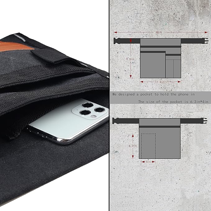 VIDAR TOOLS 6-Pocket Single Side Tool Belt Pouch/Utility Belt/Work Apron for Carpenter and Gardener.Durable Canvas Construction.Comfortable Adjustable Belt.Light Weight.BLACK
